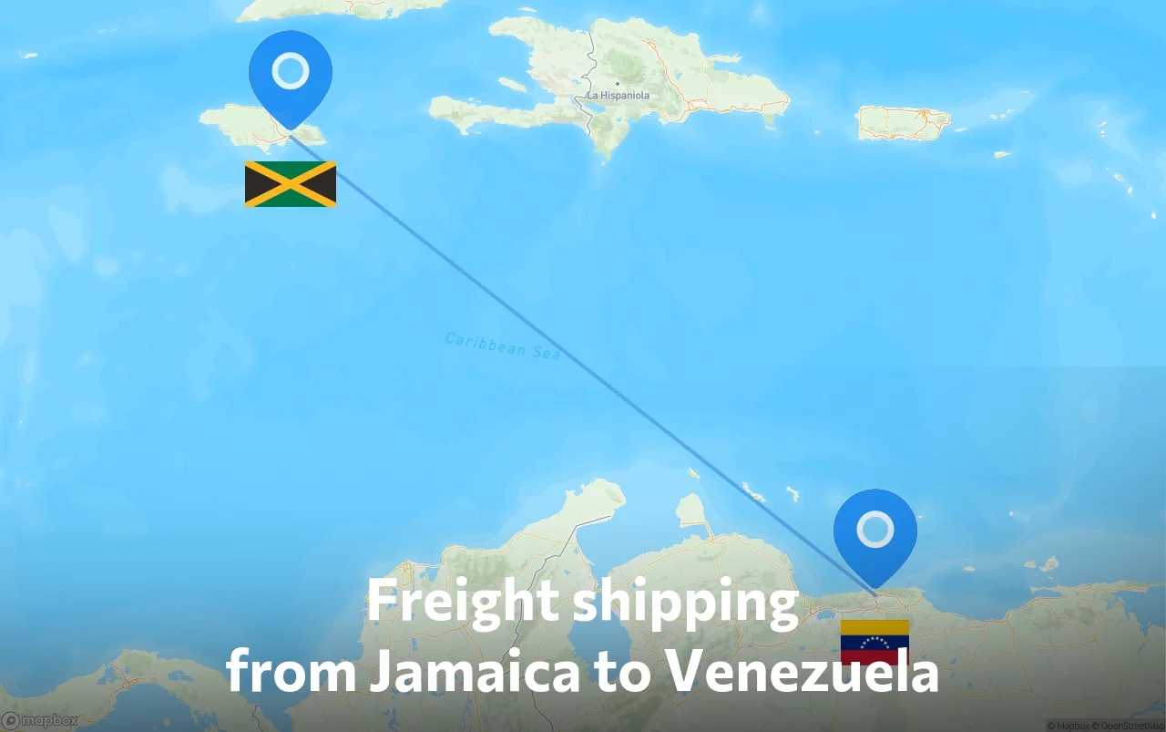 Shipping route from Jamaica to Venezuela