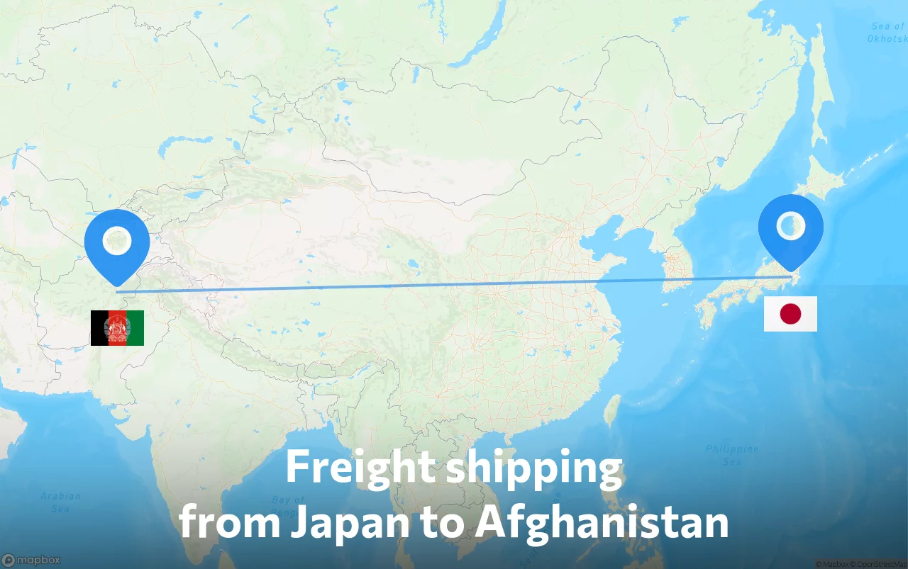 Shipping route from Japan to Afghanistan