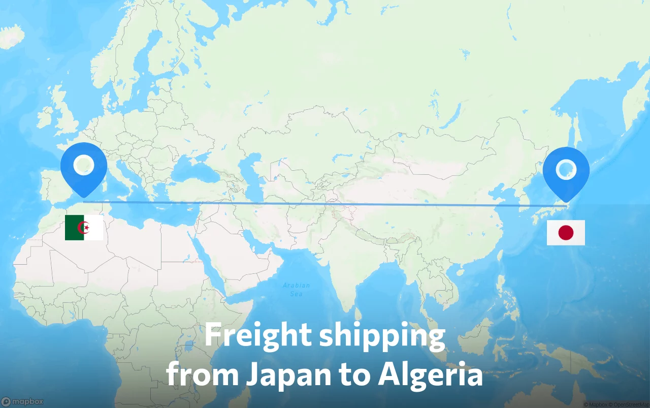 Shipping route from Japan to Algeria