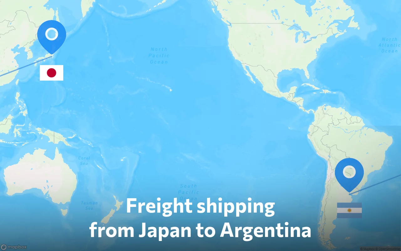 Shipping route from Japan to Argentina