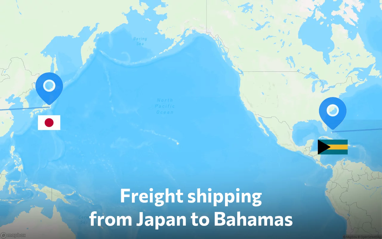 Shipping route from Japan to Bahamas