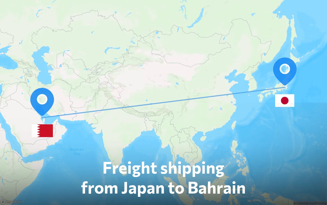 Shipping route from Japan to Bahrain