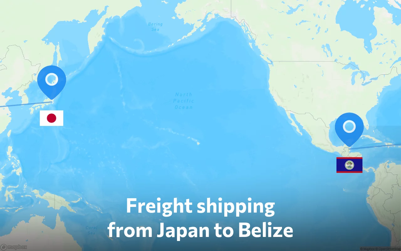 Shipping route from Japan to Belize