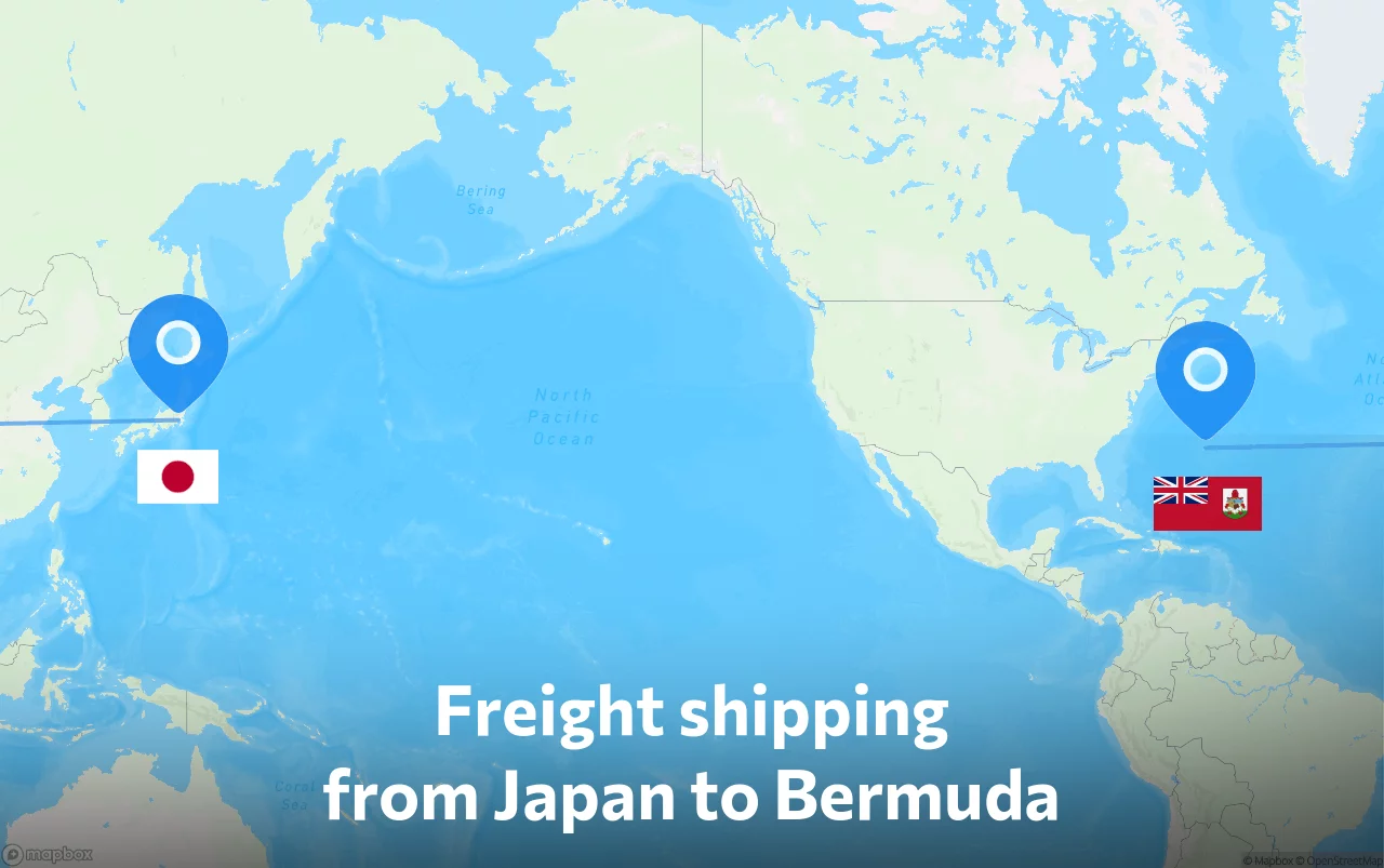 Shipping route from Japan to Bermuda