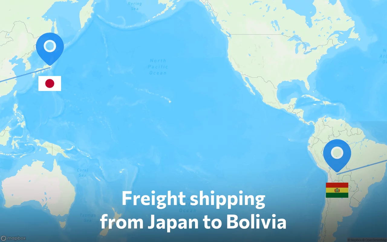 Shipping route from Japan to Bolivia