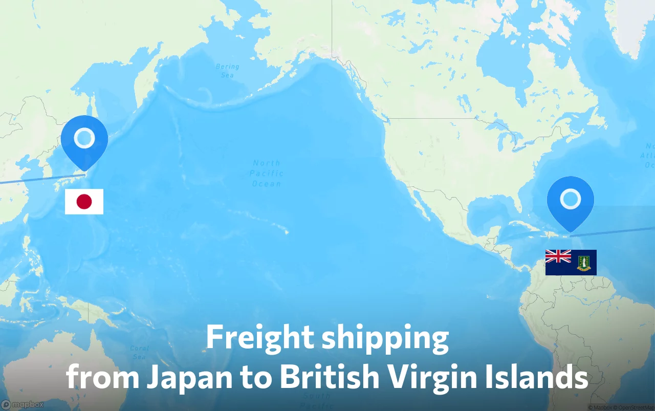 Shipping route from Japan to British Virgin Islands