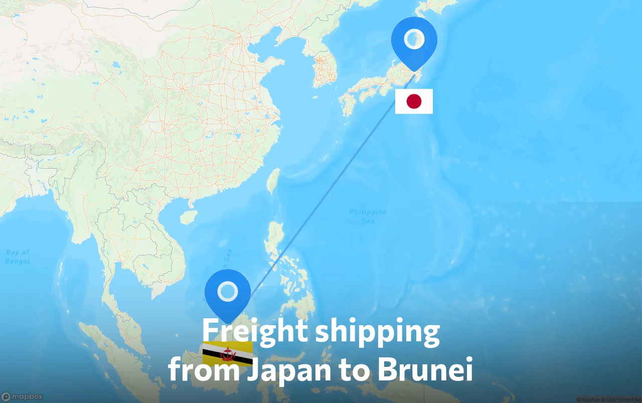 Shipping route from Japan to Brunei