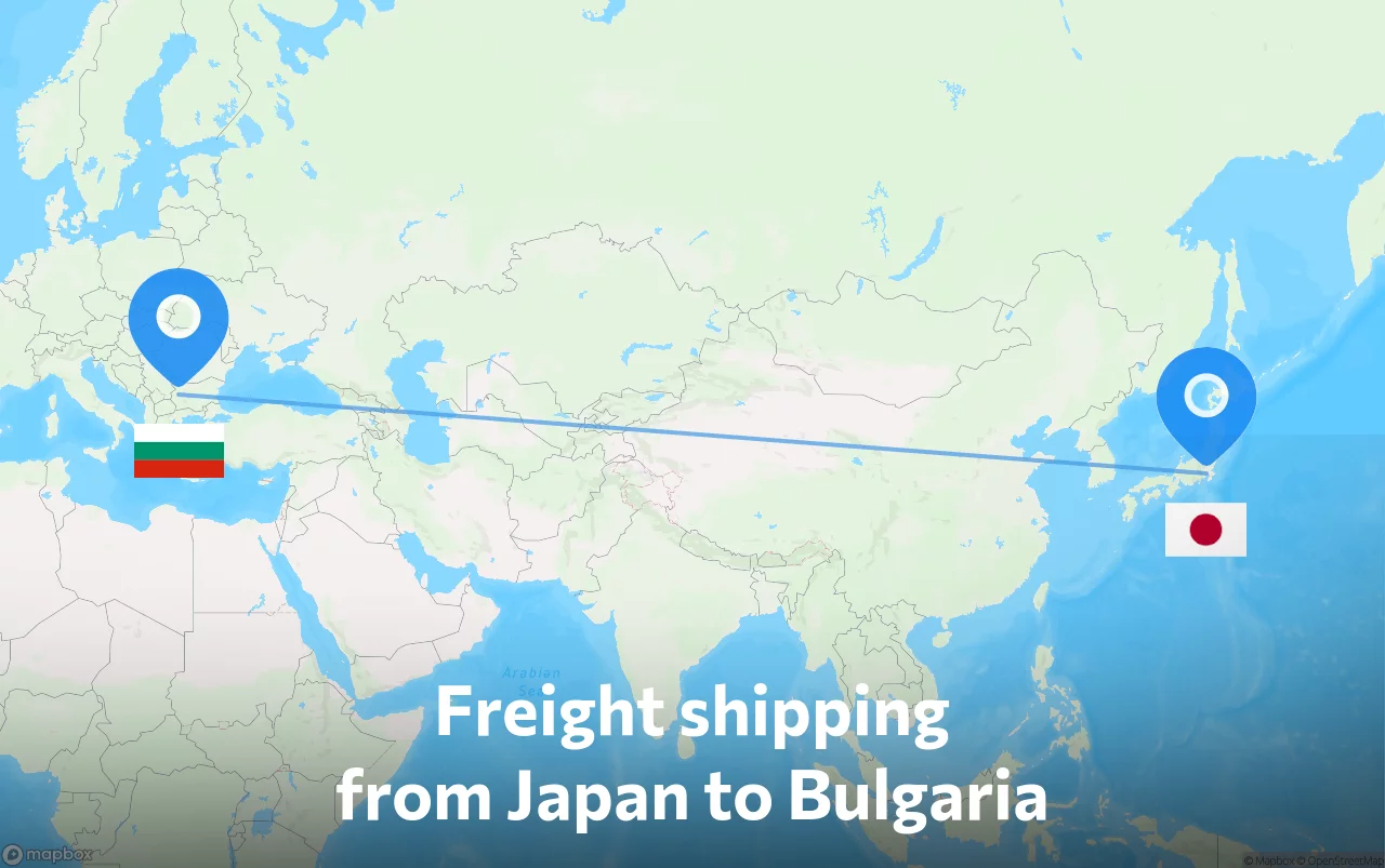 Shipping route from Japan to Bulgaria