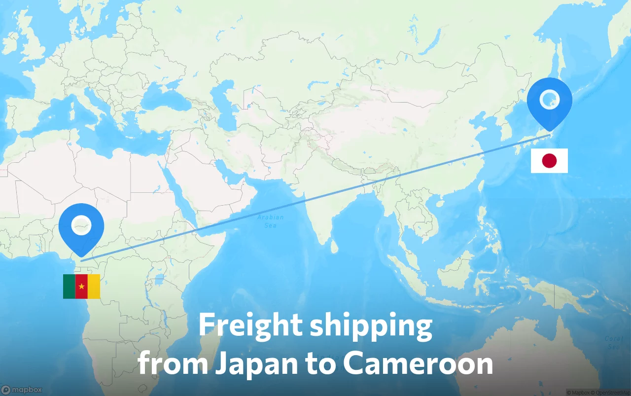 Shipping route from Japan to Cameroon