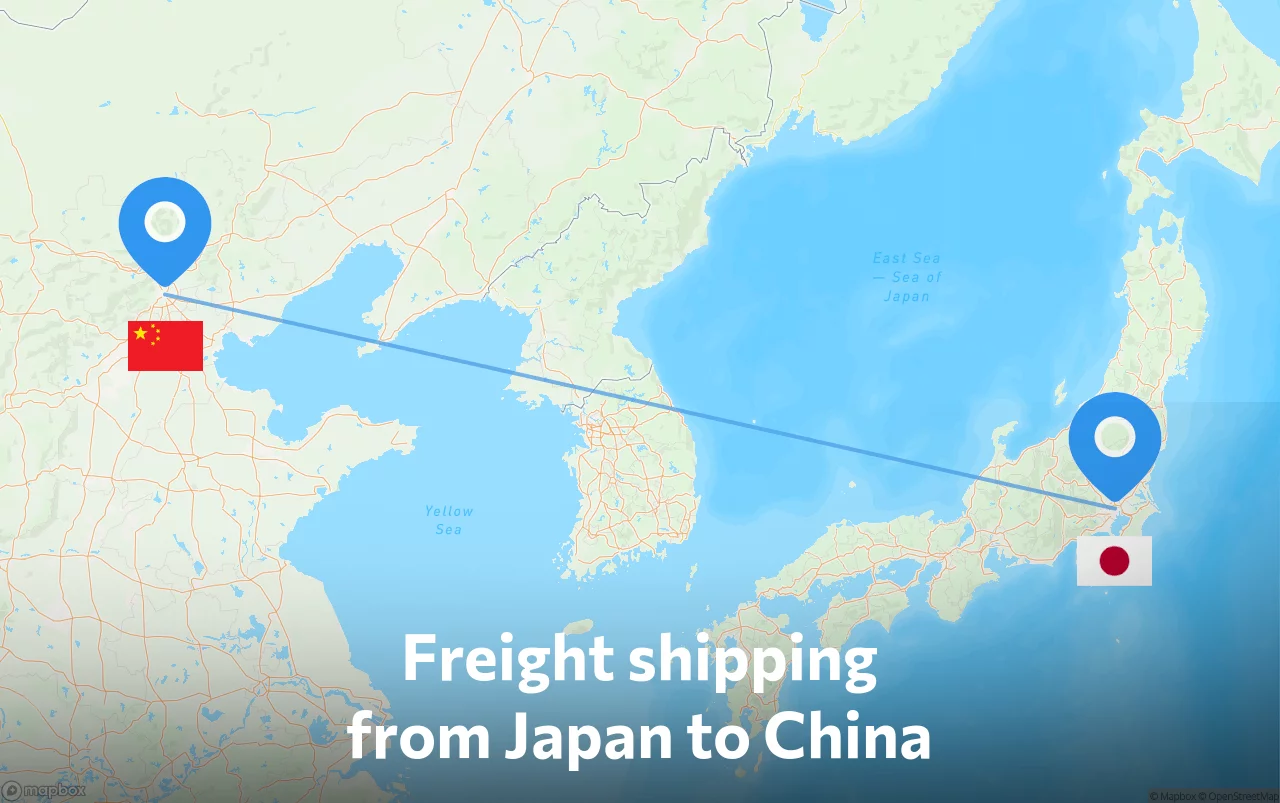 Shipping route from Japan to China
