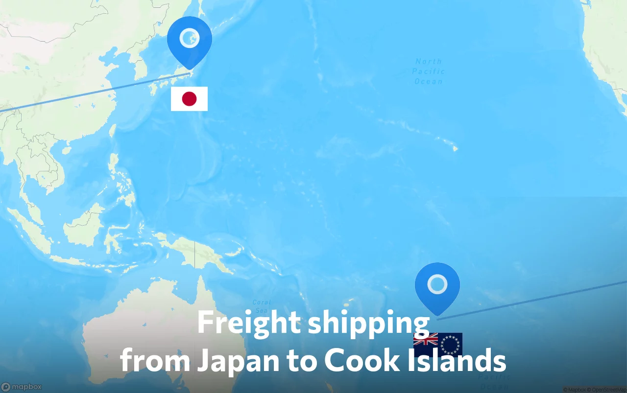 Shipping route from Japan to Cook Islands