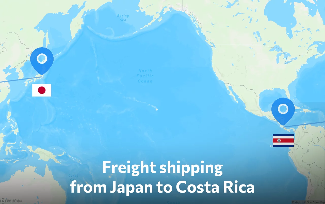 Shipping route from Japan to Costa Rica
