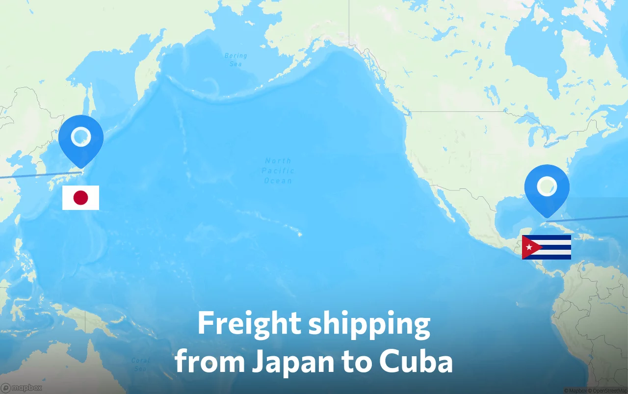 Shipping route from Japan to Cuba