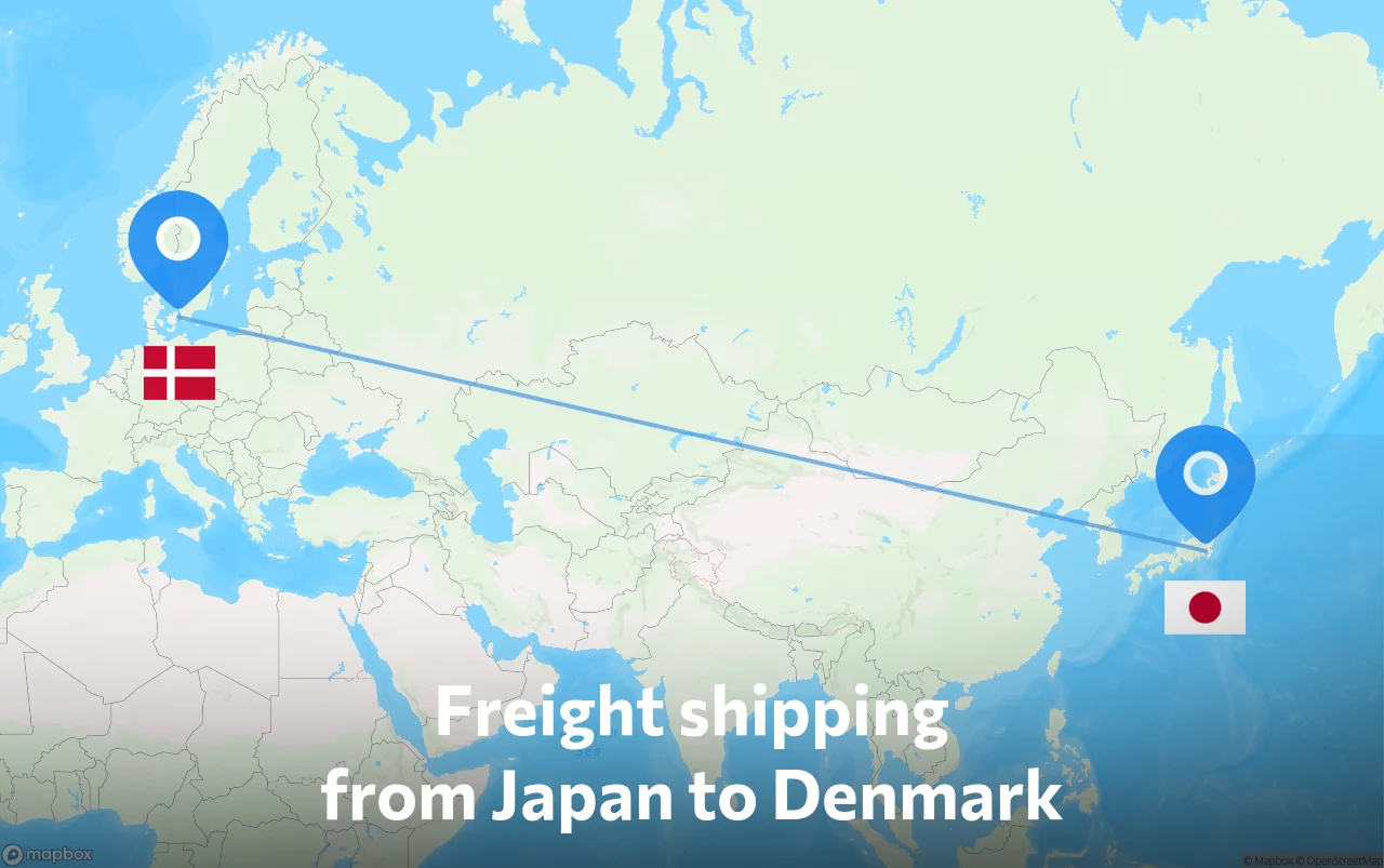Shipping route from Japan to Denmark