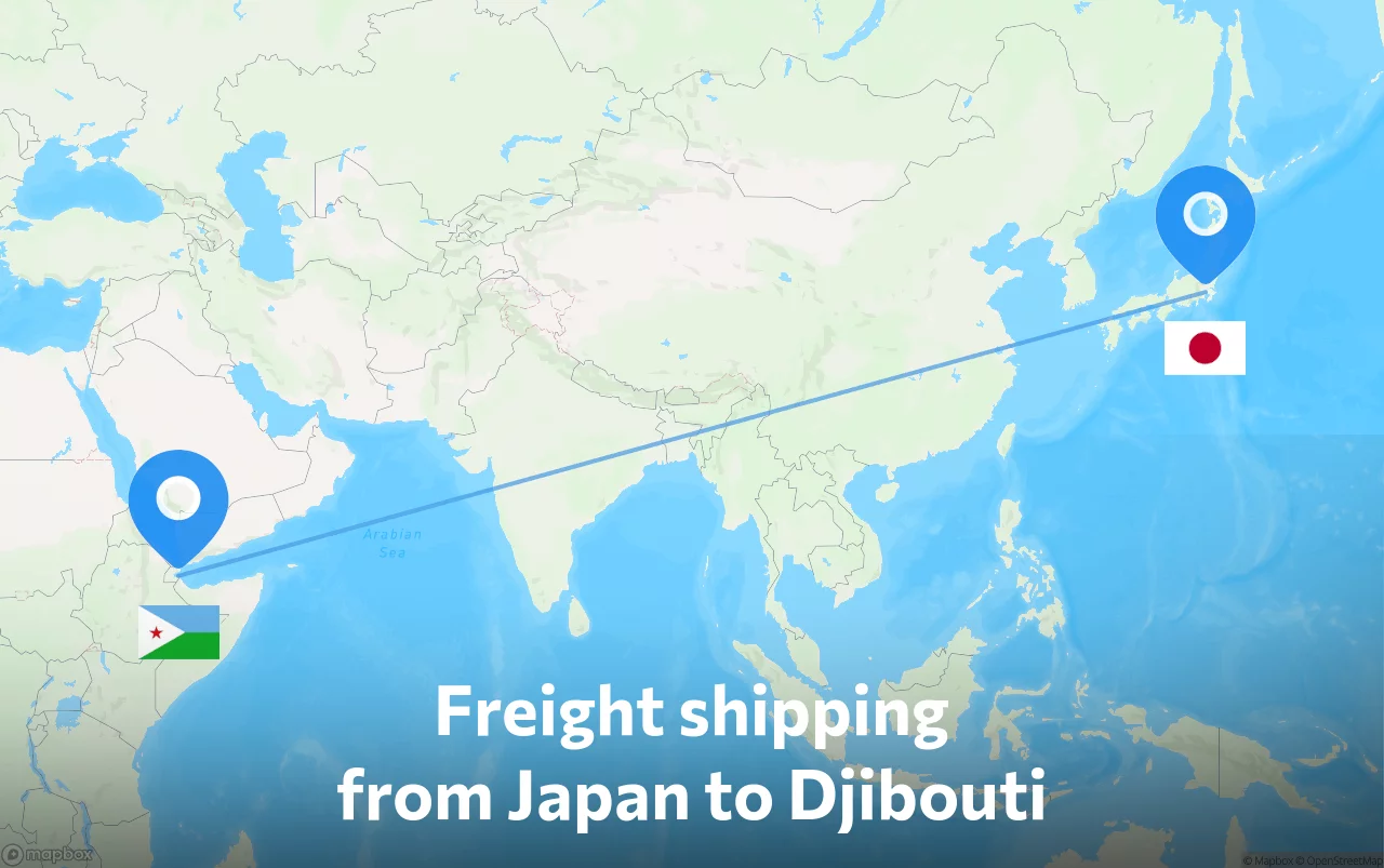 Shipping route from Japan to Djibouti