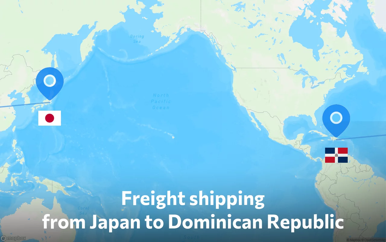 Shipping route from Japan to Dominican Republic
