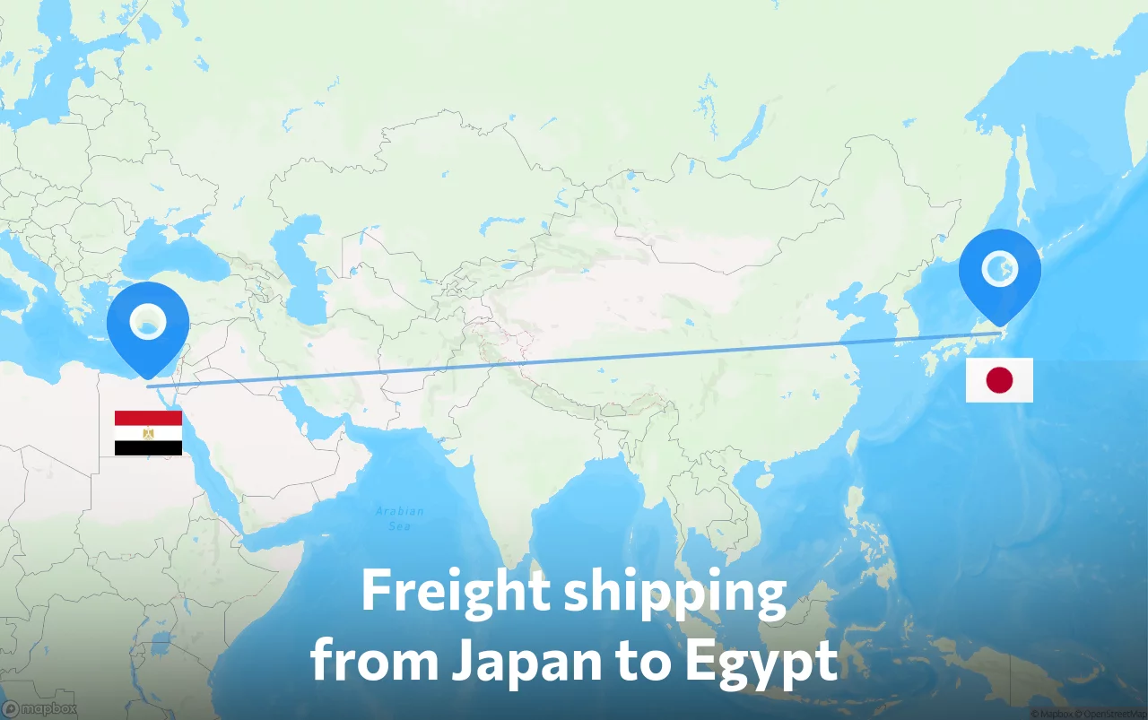 Shipping route from Japan to Egypt