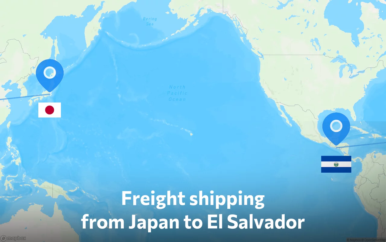 Shipping route from Japan to El Salvador