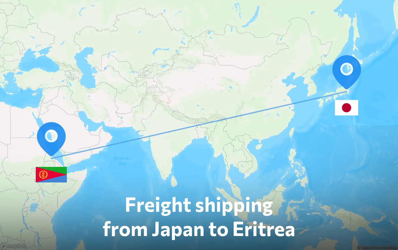 Shipping route from Japan to Eritrea