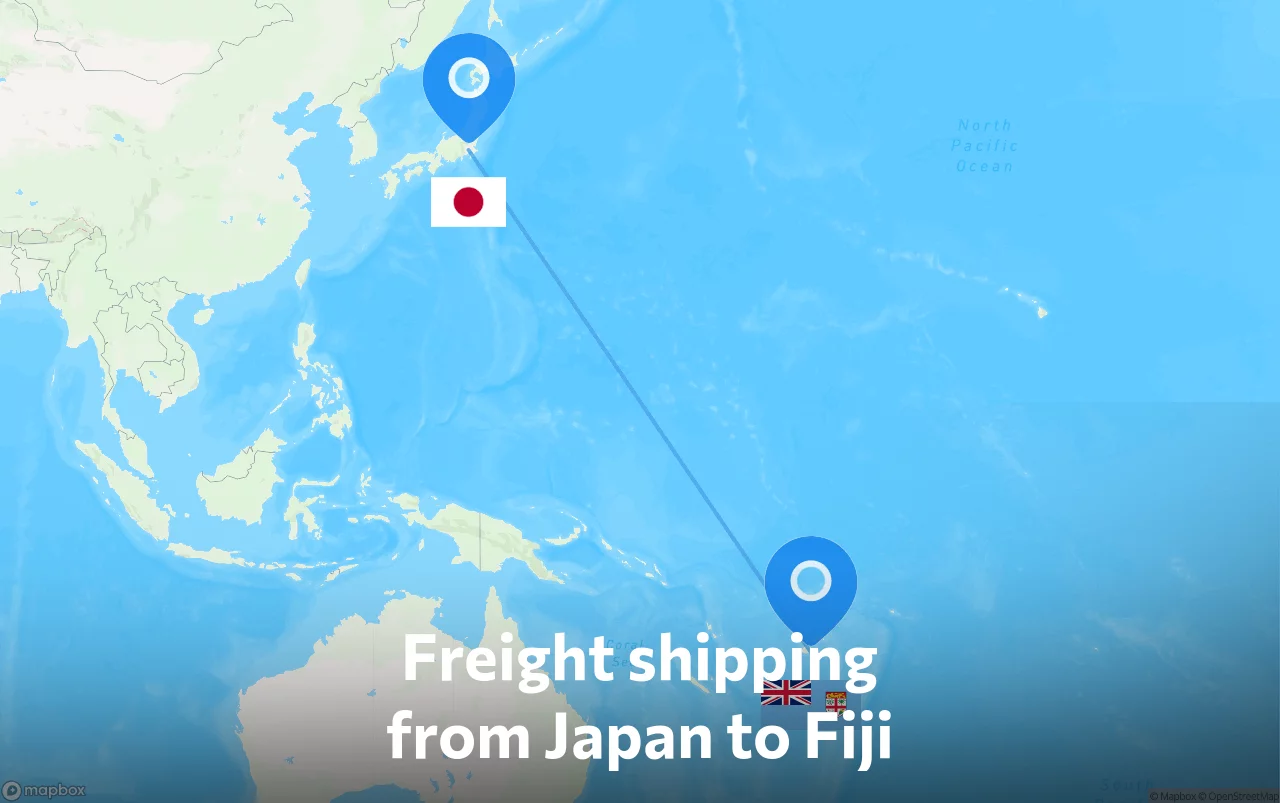 Shipping route from Japan to Fiji