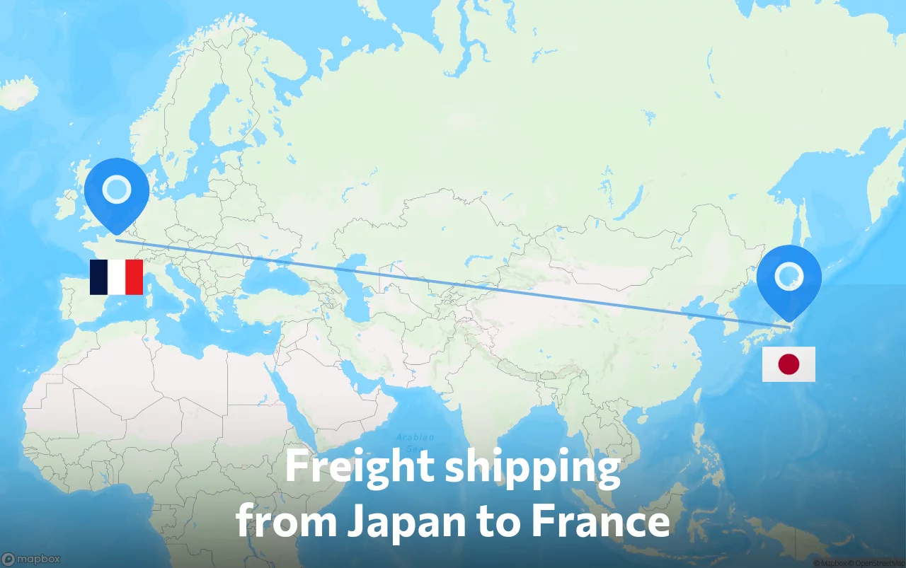 Shipping route from Japan to France