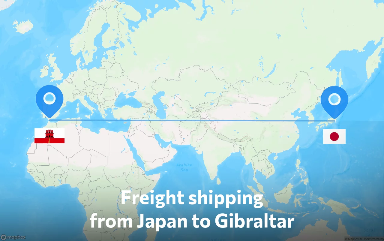 Shipping route from Japan to Gibraltar
