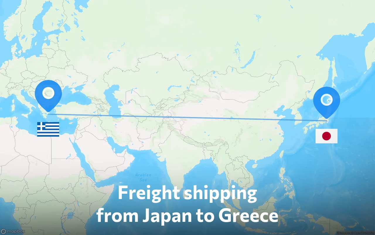 Shipping route from Japan to Greece