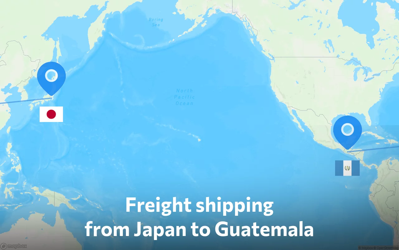 Shipping route from Japan to Guatemala