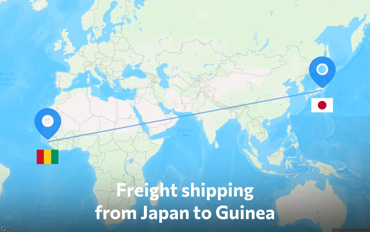 Shipping route from Japan to Guinea