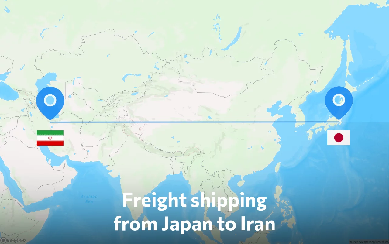 Shipping route from Japan to Iran