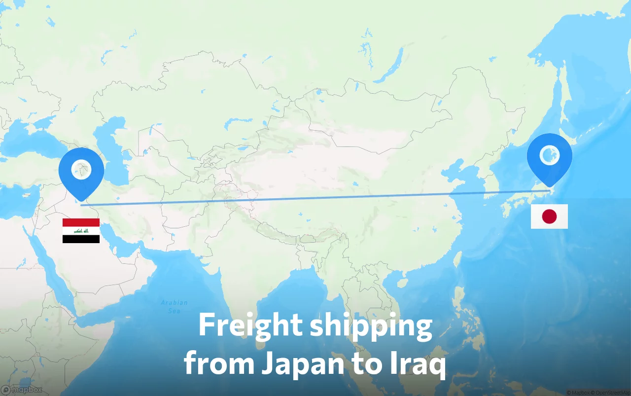 Shipping route from Japan to Iraq