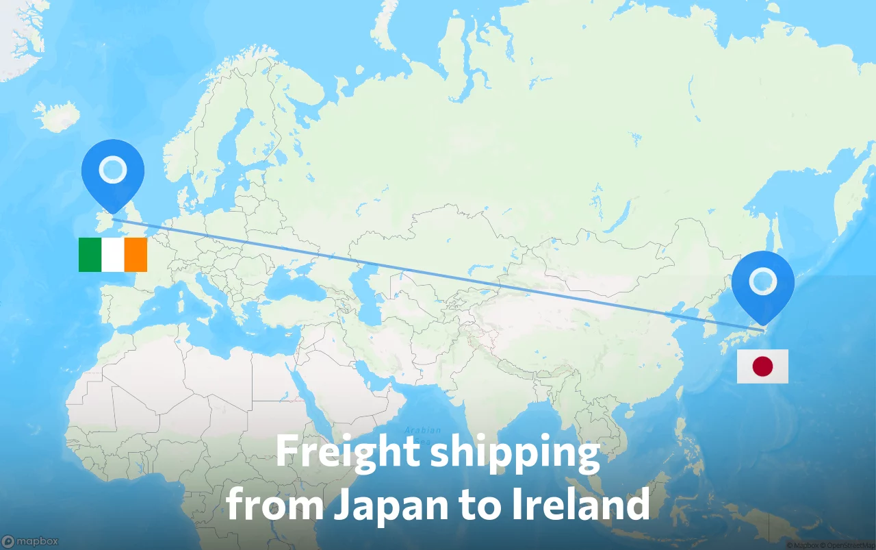 Shipping route from Japan to Ireland