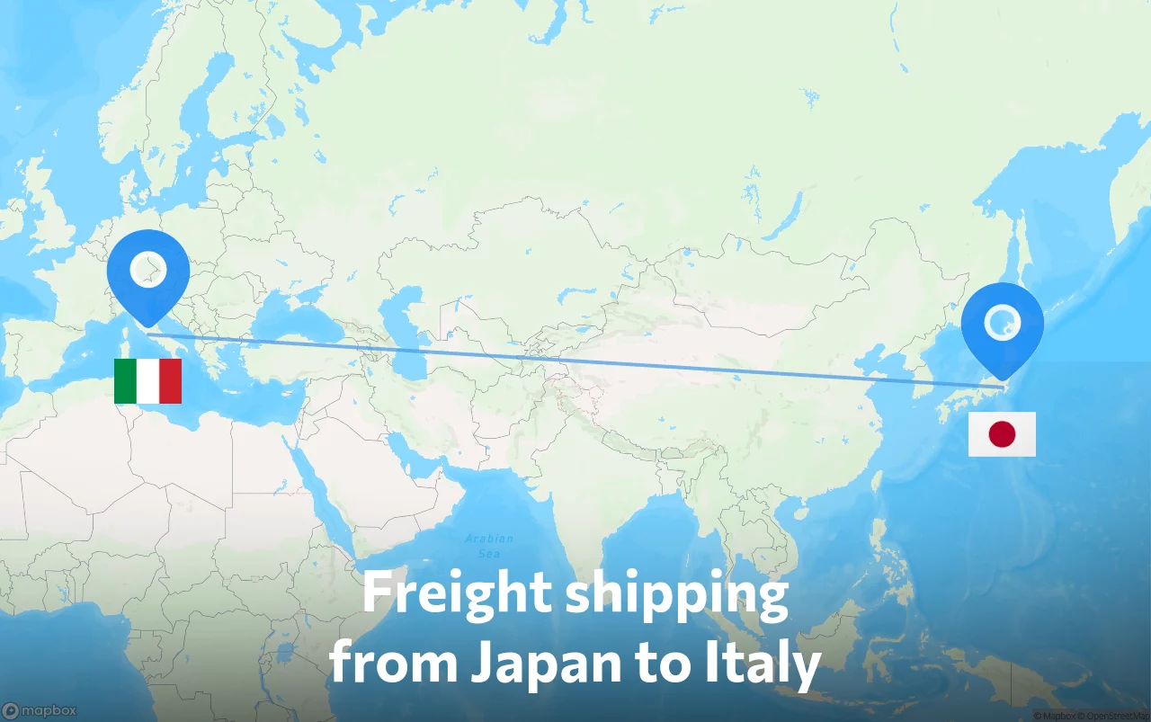 Shipping route from Japan to Italy