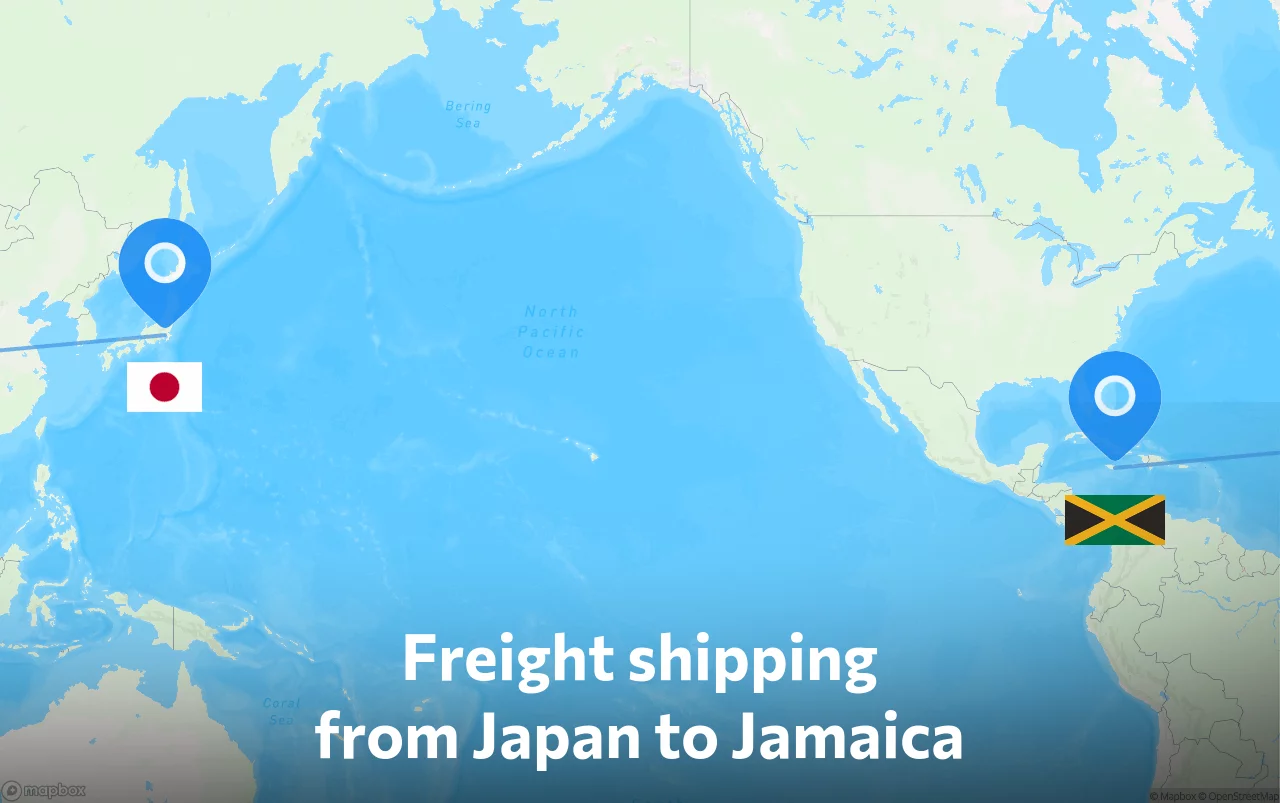 Shipping route from Japan to Jamaica