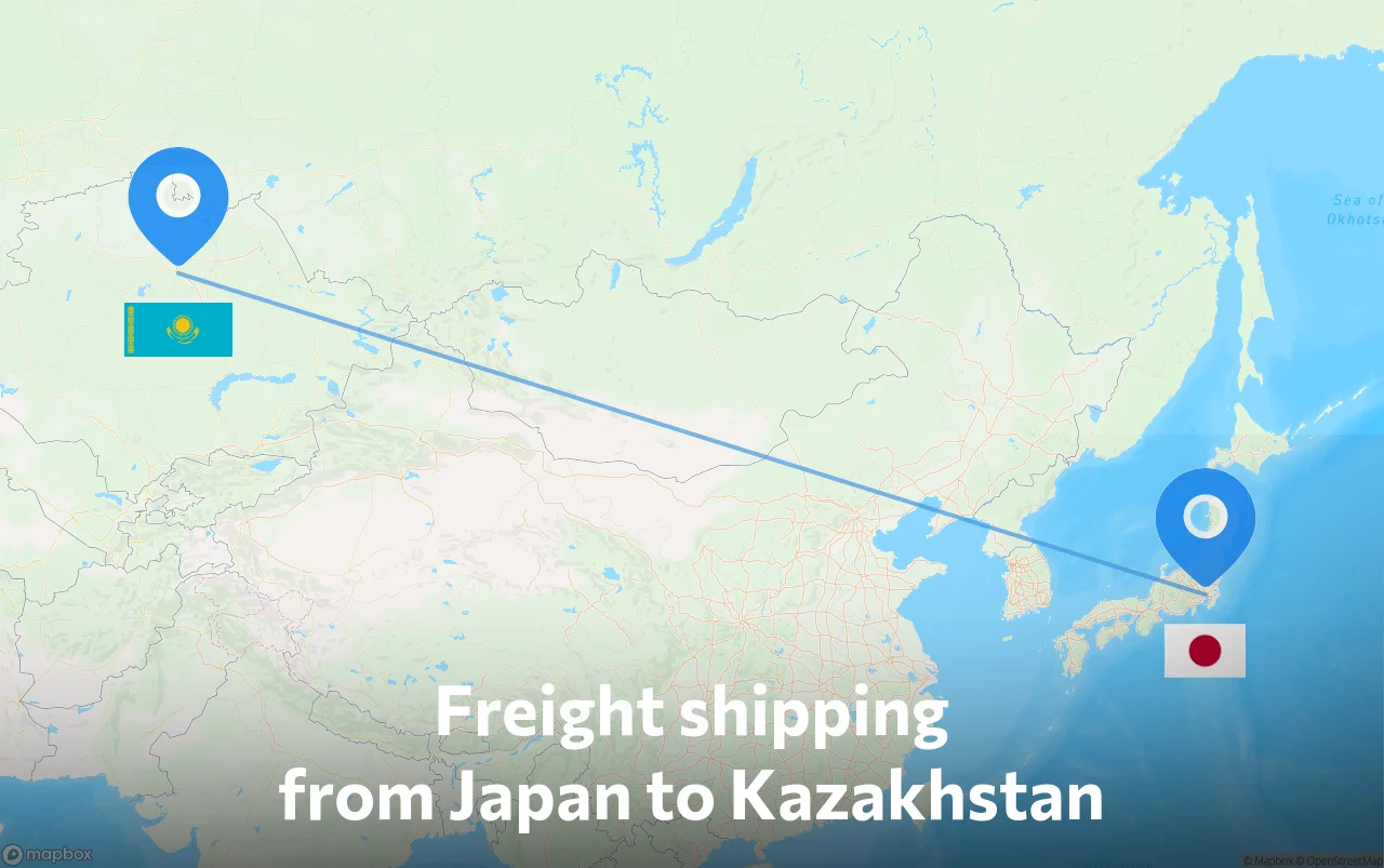Shipping route from Japan to Kazakhstan