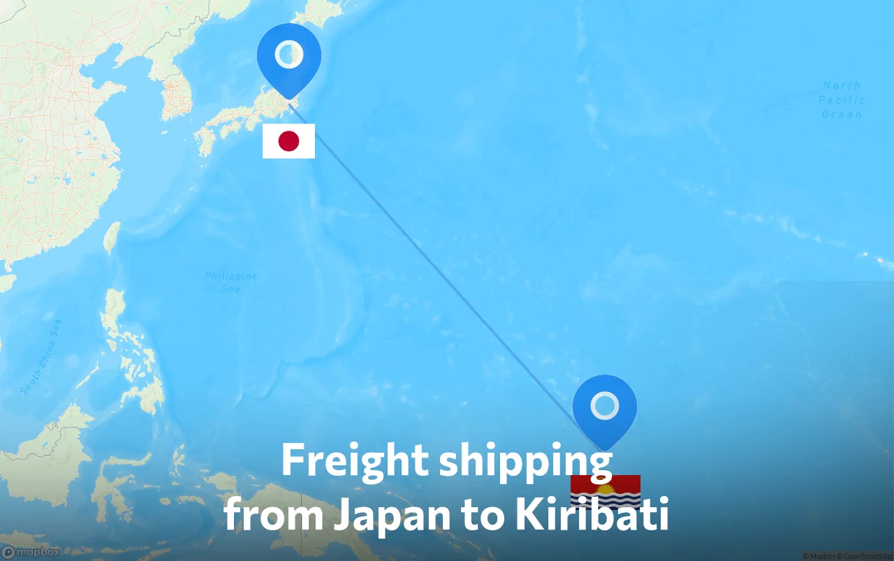 Shipping route from Japan to Kiribati