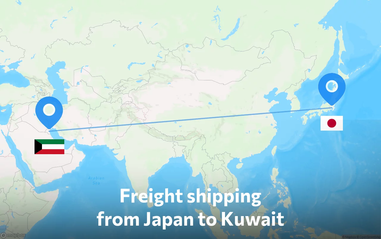 Shipping route from Japan to Kuwait
