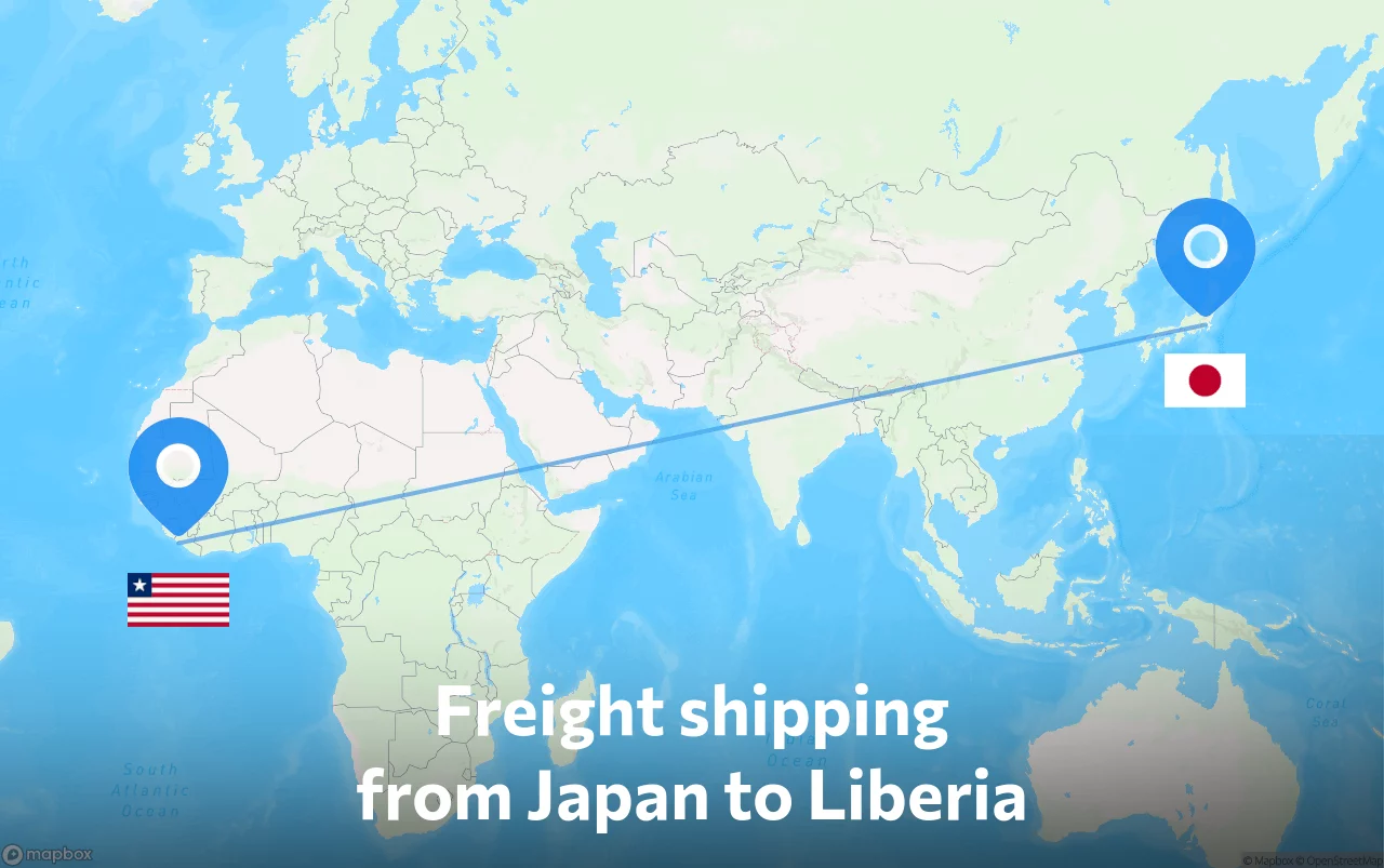 Shipping route from Japan to Liberia