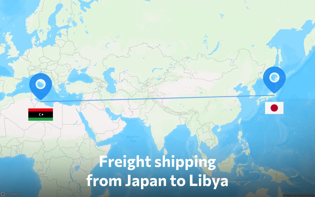 Shipping route from Japan to Libya