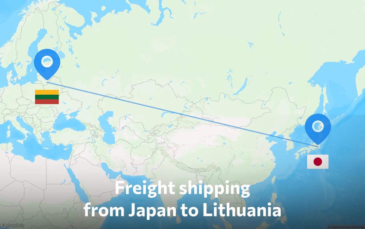 Shipping route from Japan to Lithuania