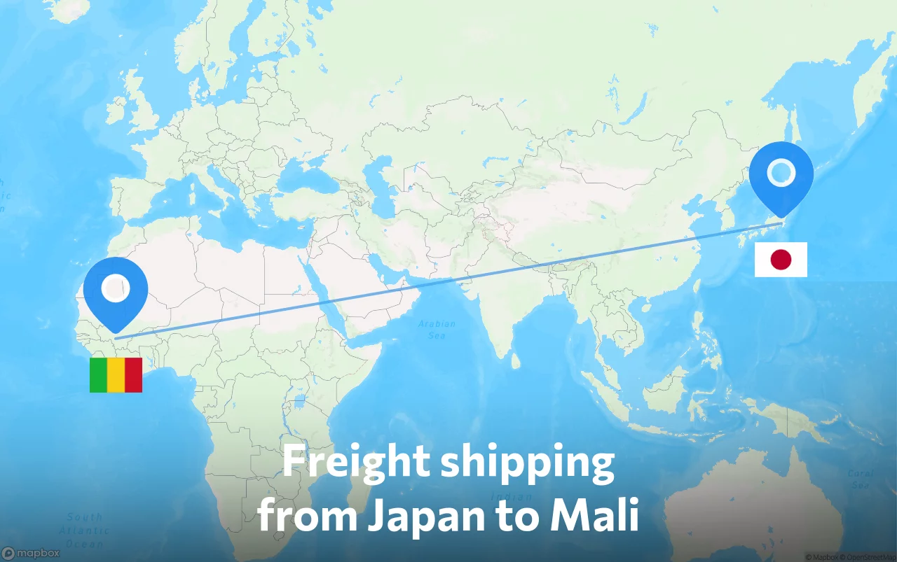 Shipping route from Japan to Mali