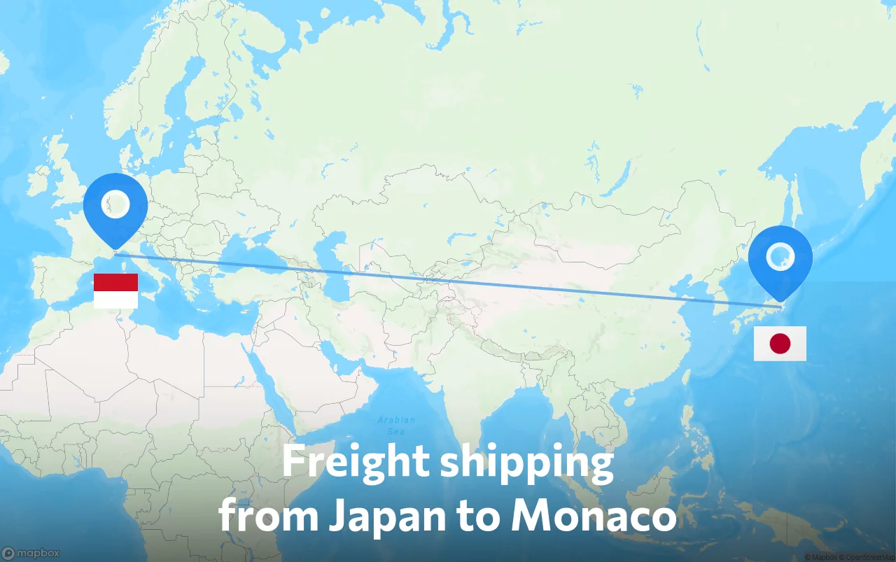 Shipping route from Japan to Monaco