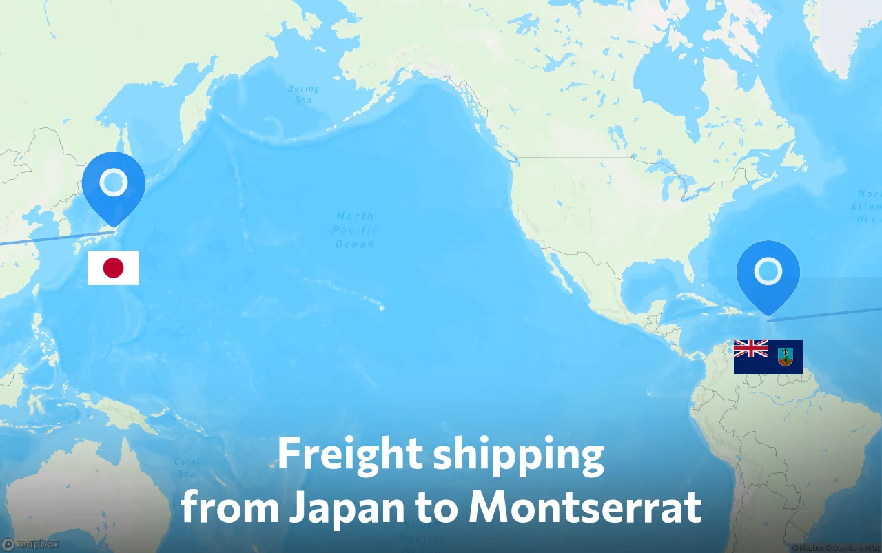 Shipping route from Japan to Montserrat