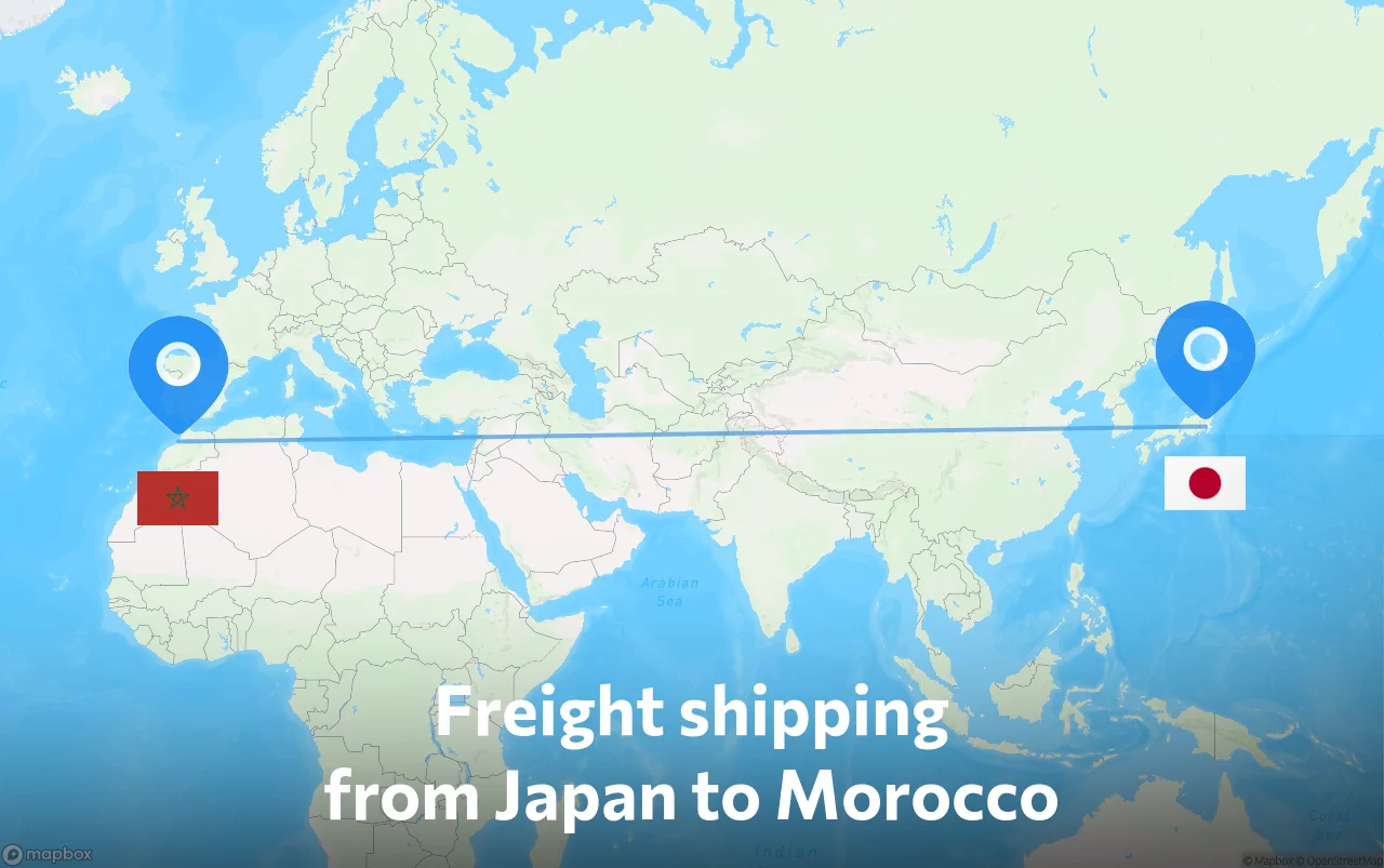 Shipping route from Japan to Morocco