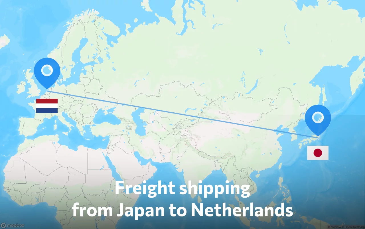 Shipping route from Japan to Netherlands