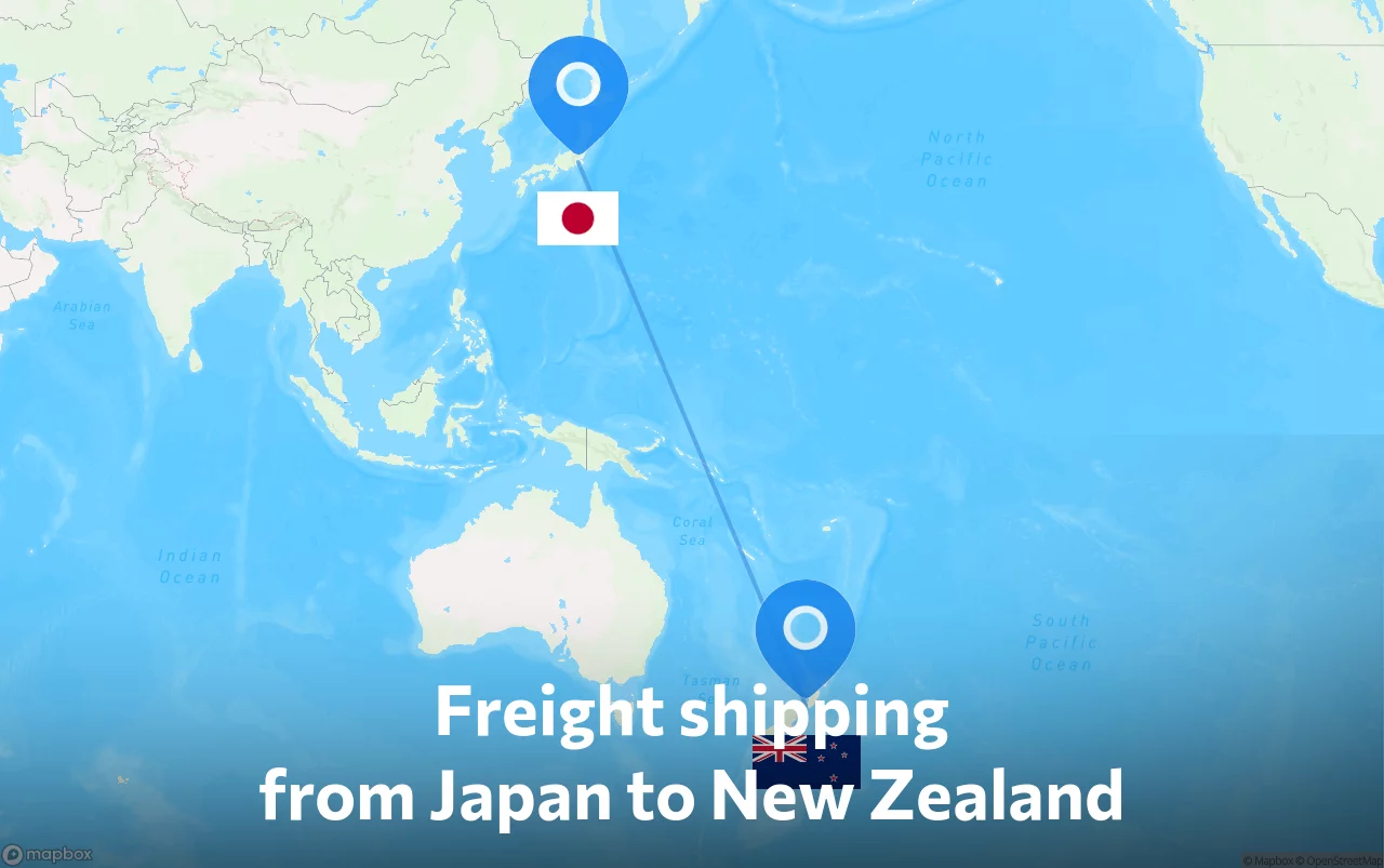 Shipping route from Japan to New Zealand
