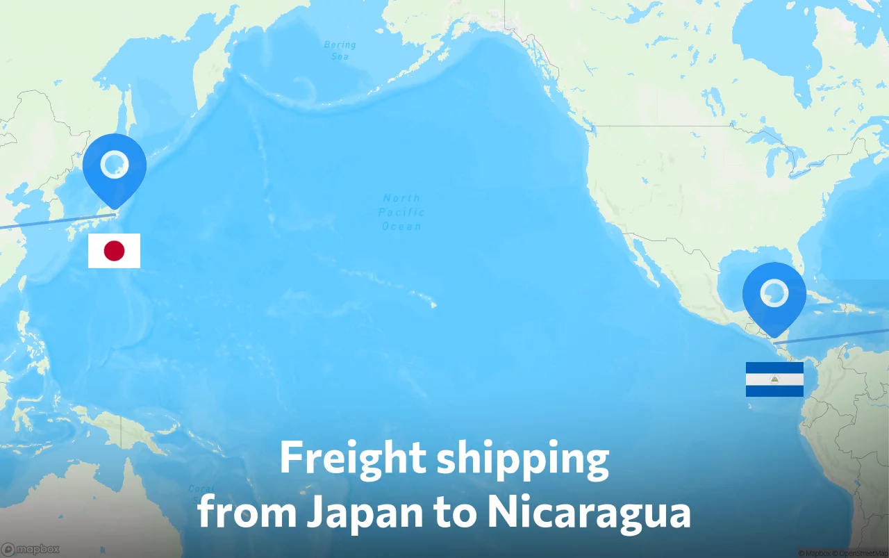 Shipping route from Japan to Nicaragua