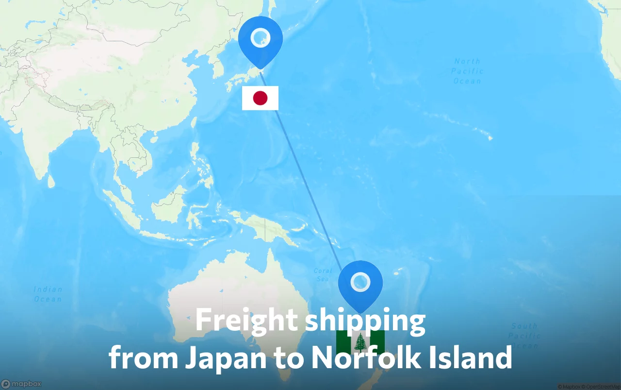 Shipping route from Japan to Norfolk Island