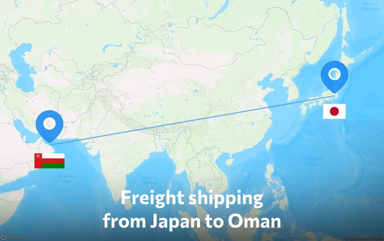 Shipping route from Japan to Oman