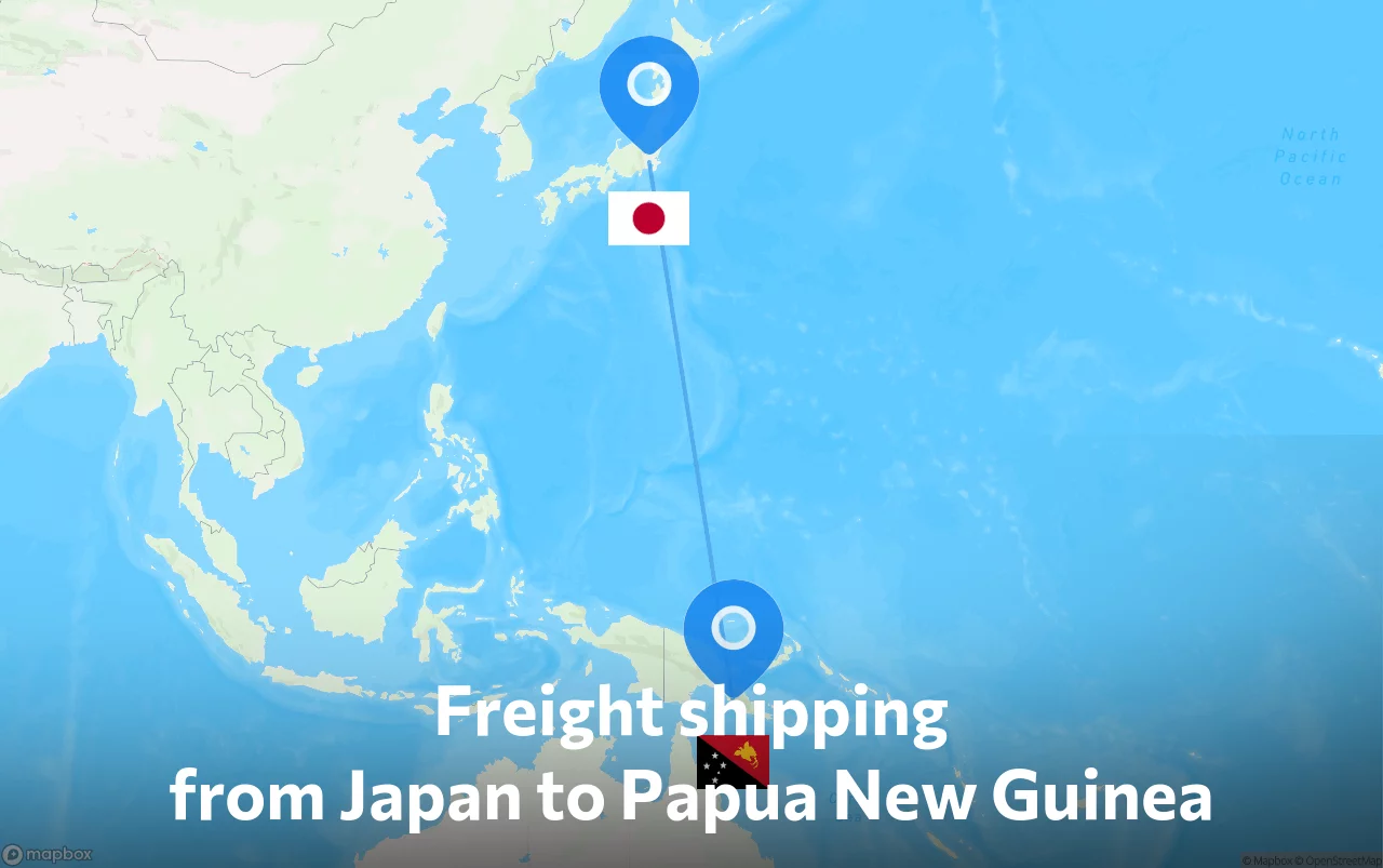 Shipping route from Japan to Papua New Guinea